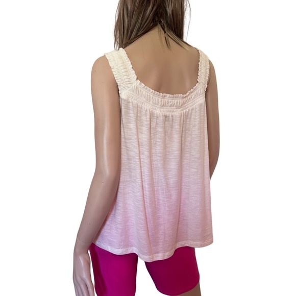 Anthropologie Top Tank Blouse Shirred Smocked Cotton Modal Sleeveless Ivory NWOT - Picture 5 of 12